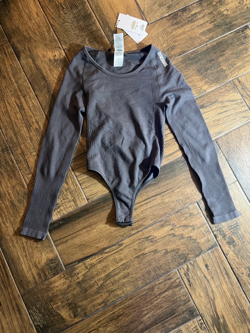 Gymshark Ribbed Long Sleeve Crop Top - Charcoal Gray